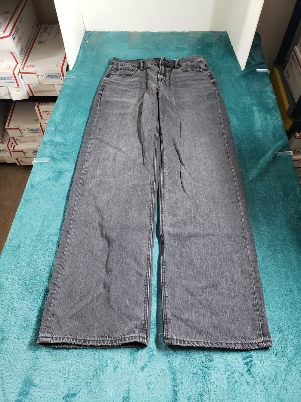 American Eagle Jeans Size 0 Womens Black Pants Denim Wide Leg Stovepipe NWT